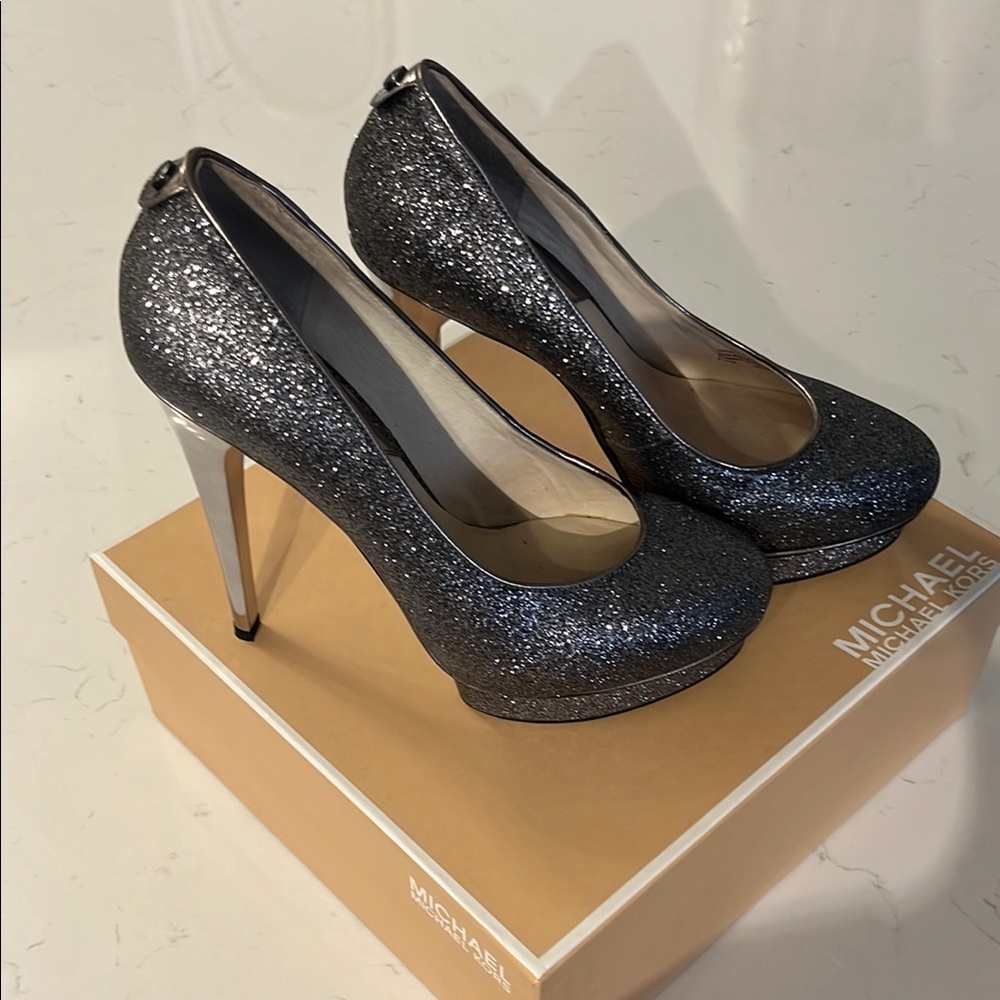 Michael Kors Silver Glitter Heels